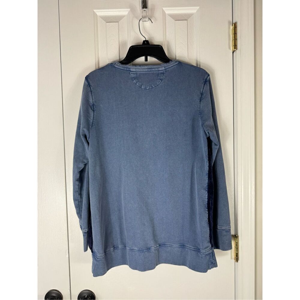 Soft Surroundings Womens Blue Velvet Burnout Blouse Size M - Picture 4 of 4